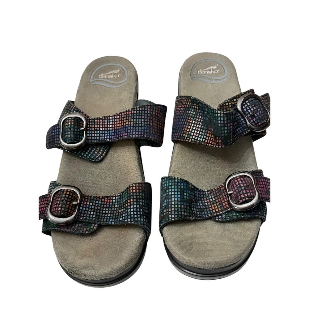 Dansko Sophie Double Adjustable Buckle‎ Strap Sandals Stained Glass Sz 37 **Read